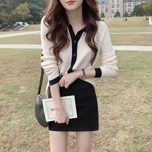 

women's knits & tees 2021 fashion clothing full v-neck cardigan women, White