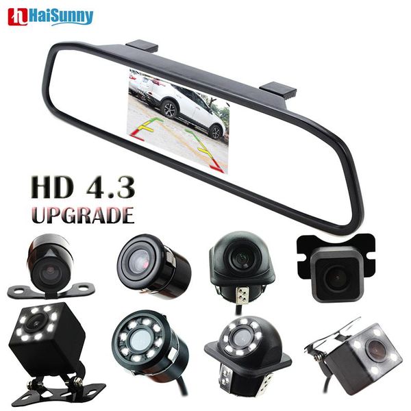 

car video haisunny 4.3 inch tft lcd rearview mirror with ccd waterproof vehicle rear view camera backup reverse parking