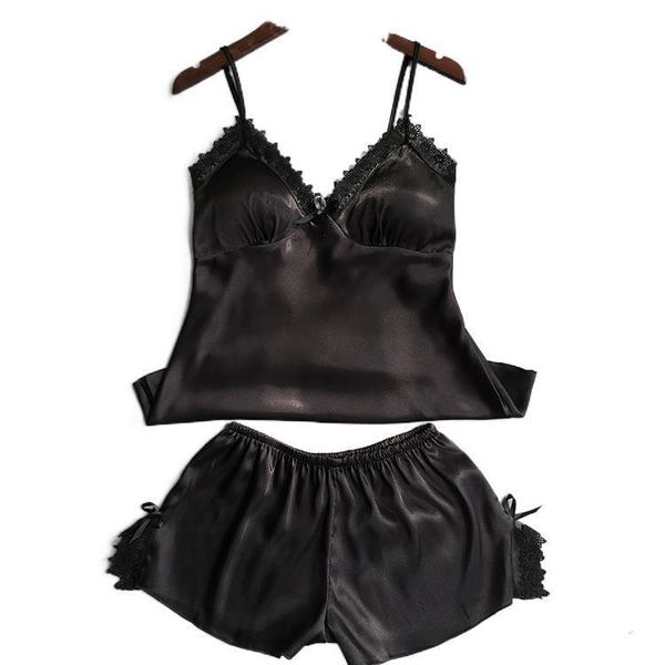 

fun underwear women korean bra pajamas summer two piece home suit, Black;white