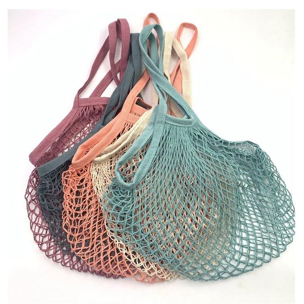 

storage bags reusable shopping bag fruit vegetable washable cotton mesh grocery string net tote organizer