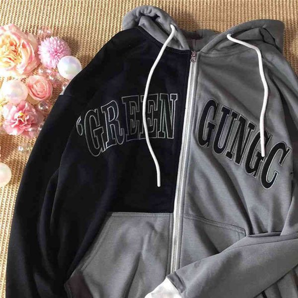 

women's jackets oversize carta costura hoodies harajuku streetwear y2k kawaii zÃ­per moletom feminino sweetshirts roupas de manga longa, Black;brown