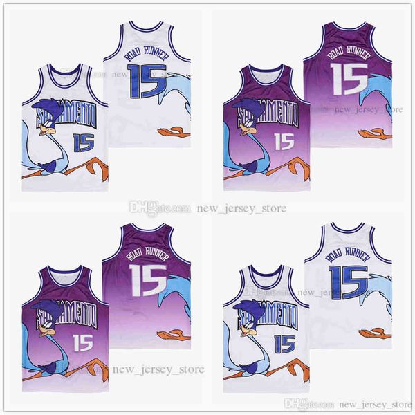 Filme 15 # Road Road Sacramento Branco Roxo Fade Jersey Personalizado DIY Design Stitched College Basketball jerseys