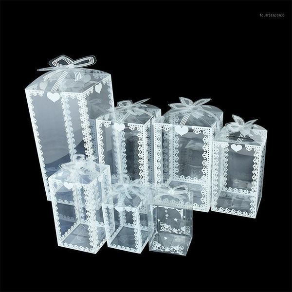 

gift wrap 5pcs/lot clear pvc packing box cake candy cookie transparent boxes wedding birthday party favor wrapping supplies1