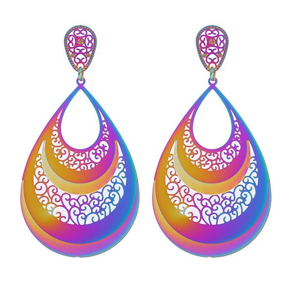 

fashion colorful earrings vintage stainless charm ornament hollow ear stud, Golden