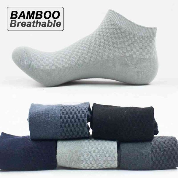 

5pairs/lot men's bamboo fiber socks business short breathable ankle male sock large size eu39-48, Black