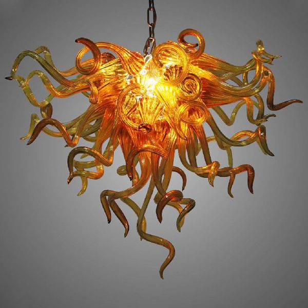 Design exclusivo mão soprada lâmpada de vidro lâmpada de pingente âmbar ouro colorido candelabro antigo iluminação luz peru 28 ou 32 polegadas