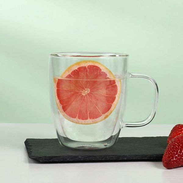 

/ 400 ml double bottom mug creative milk coffee glass cup heat-insulated mugs for tea juice beer wine glasses