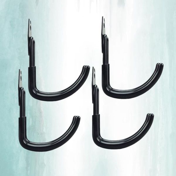 

iron hanging hooks household storage hanger for supermarket display clothes prop - size l round (black) & rails