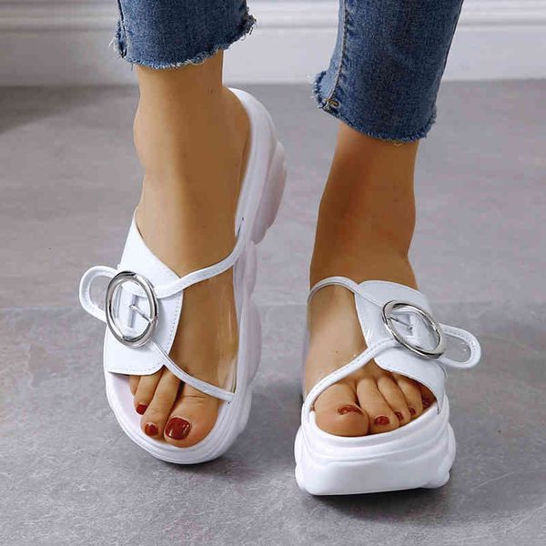 

slippers size 34-41 big for women 9cm/3.5 inch height wedge fashion shoes woman flat platform thick bottom s gnal, Black