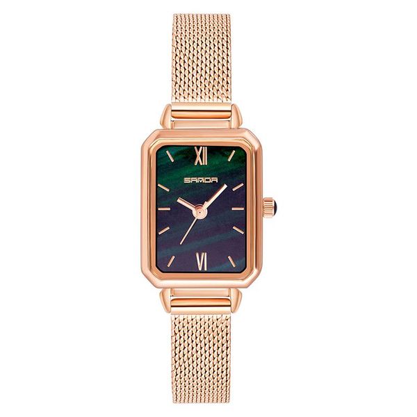 

square watches for women quartz elegant ladies watch metal mesh fashion peacock vintage rose gold bracelet clock wristwatches, Slivery;brown