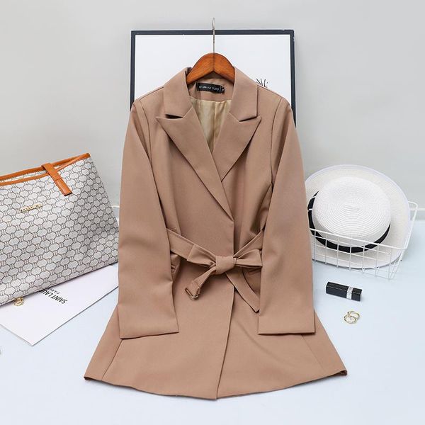 

women's suits & blazers zoki fashion designed women jacket blazer long sleeve slim chic belt korean coats fall turn down collar solid c, White;black