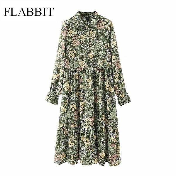 

casual dresses autumn women green leaf printing loose midi dress female turndown collar long sleeve clothes lady vestido 8019, Black;gray