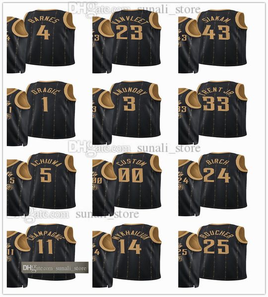 

75th anniversary 2022 city black basketball jersey scottie barnes 4 fred vanvleet 23 pascal siakam 43 goran dragic 1 og anunoby 3 gary trent, Black;red