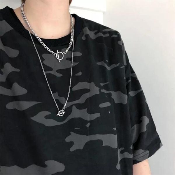 

chains titanium steel ins personality hip-hop necklace for men and women stainless ot buckle sweater chain, Silver