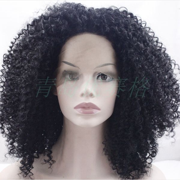 

fiber lace wig women's chemical small curly matte high temperature silk, Black;brown