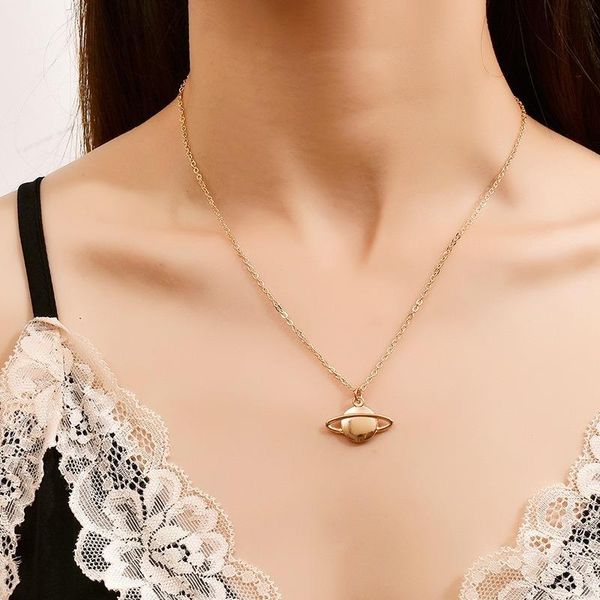 

chains planet necklaces women hollow woman necklace pendant chain girls charms party gold color korean zinc alloy brincos, Silver