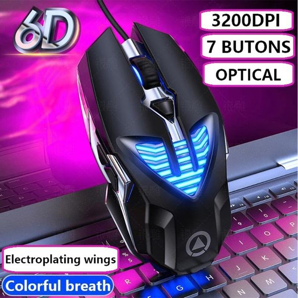 

mice 3200dpi deskoptical mouse 6d wired gaming usb 7 buttons macro definition metal for gamer home office lappc
