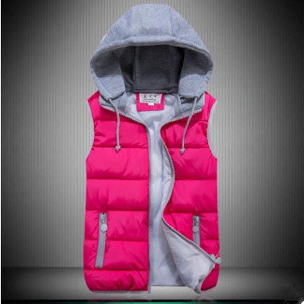 

women's vests 2021 fashion vest jacket autumn and winter detachable hood slim hooded cotton female down, Black;white