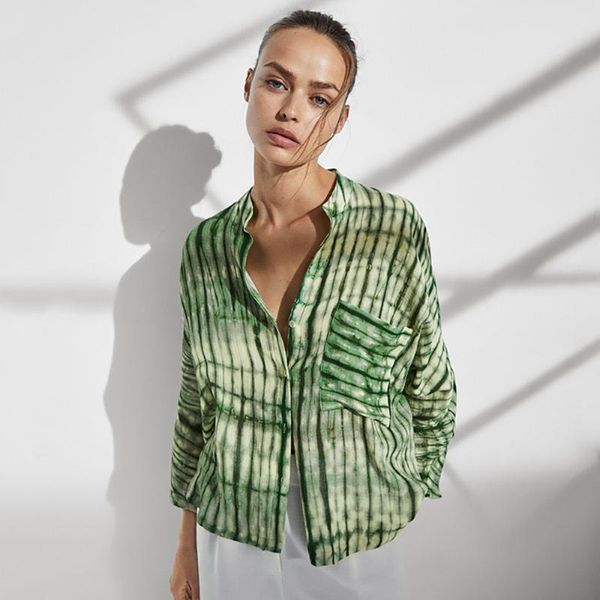 

women's blouses & shirts unizera europe and america 2021 ladies temperament green tone cotton printed shirt fashion 05126876500, White