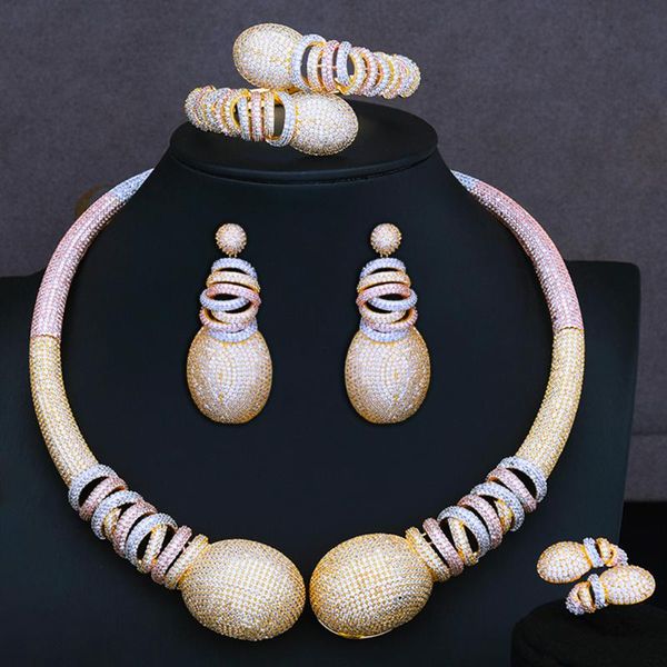 Brincos colar missvikki luxo negrito cruz africano conjunto de jóias de ouro casamento nigeriano dubai contas jóias de noiva zircão cúbico
