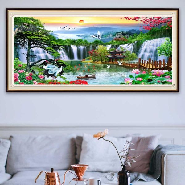 

diamond painting 5d waterfall welcome song landscape embroidery full round square cross stitch mosaic rhinestone pictures decor