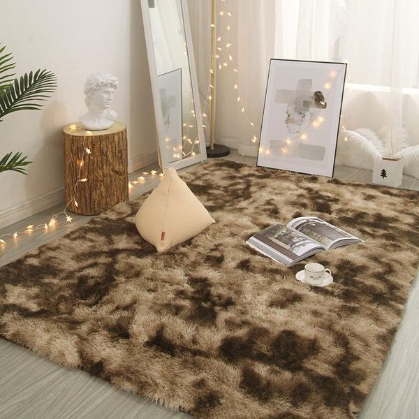 

carpets european long hair fashion bedroom carpet bay window bedside mat washable personality blanket gradient color room rug living