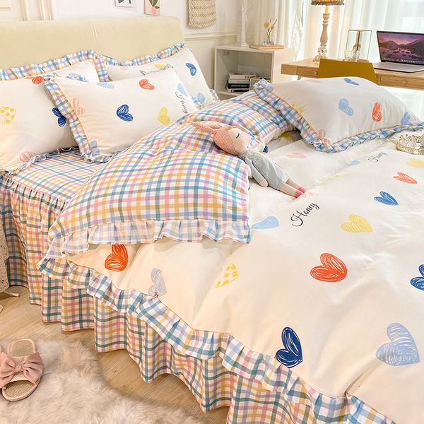 

cotton princs skirt 4-piece bed sheet student dormitory cotton frosted quilt cover