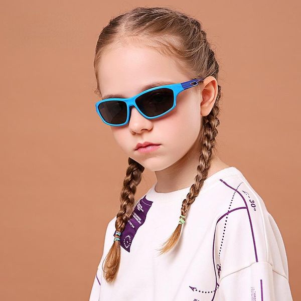 

sunglasses children's sports polarized fashion silicone flexible safety kids outdoor riding boys girls shades eyewear uv400, Blue