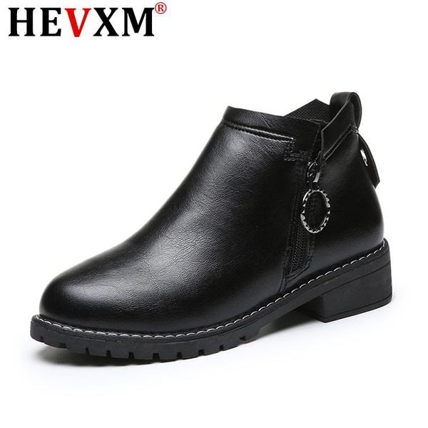 

winter boots lady round toe mid-calf booties women boots-women women's shoes autumn low heels luxury designer 2021, Black