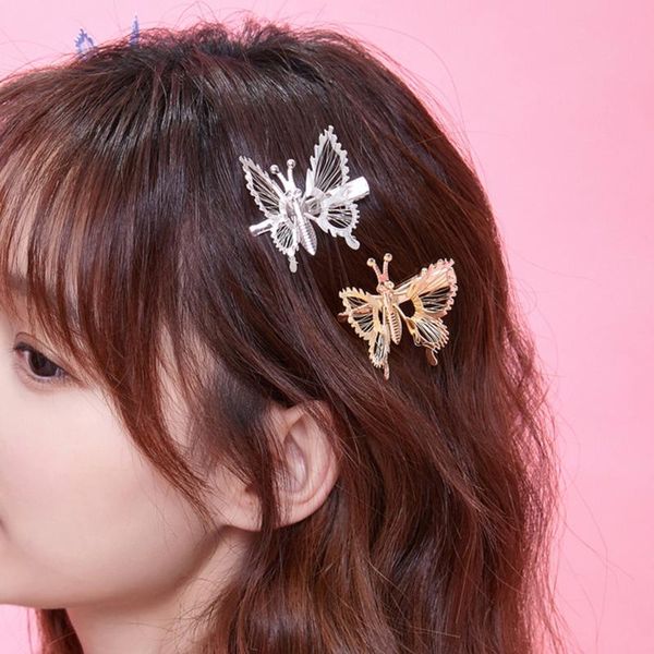 

hair clips & barrettes fashion butterfly clip women's metal moving wing bangs side hairpins headdress accessories gifts for girls daily, Golden;silver