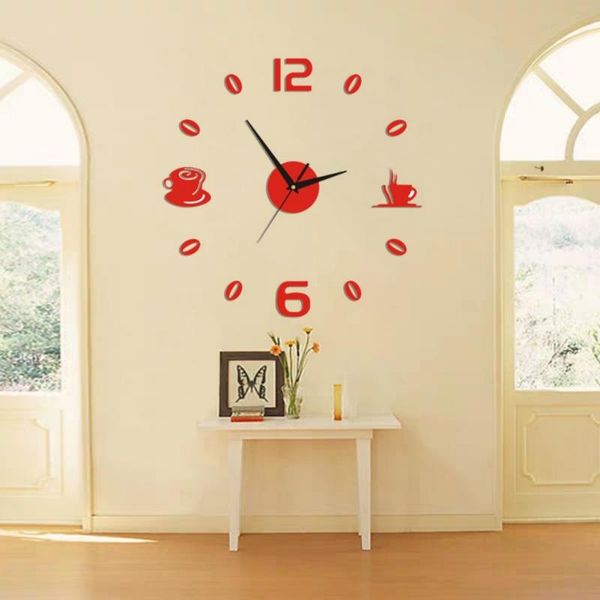 

desk & table clocks 3d mirror surface wall clock creative stickers diy removable art sticker home decoration