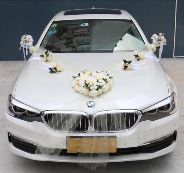 

decorative flowers & wreaths 1 set artificial flower wedding car decor kit romantic silk fake rose peony valentine's day gift party fes