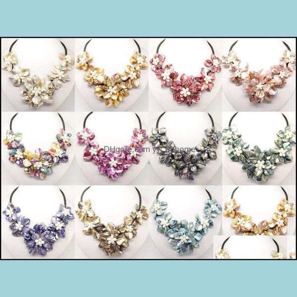 

beaded necklaces & pendants jewelry bride mother of pearl shell flower necklace 18" long drop delivery 2021 ptcel, Silver