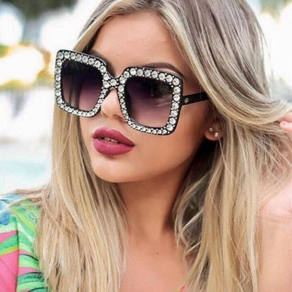 

sunglasses diamond plated large frame for women vintage square sun glasses men colorful ocean lens eyeglasses lunette gafas, White;black