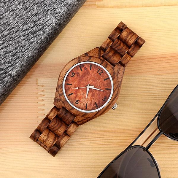 

wristwatches fashion wood watch full wooden men's men unique watches clock saat reloj hombre relogio montre, Slivery;brown