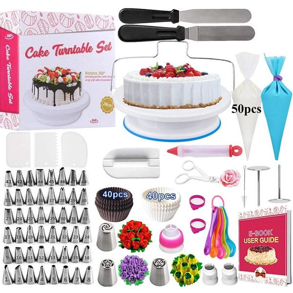 

baking & pastry tools 206-piece cake turntable set with numbered decorative mouth bag kit decorating