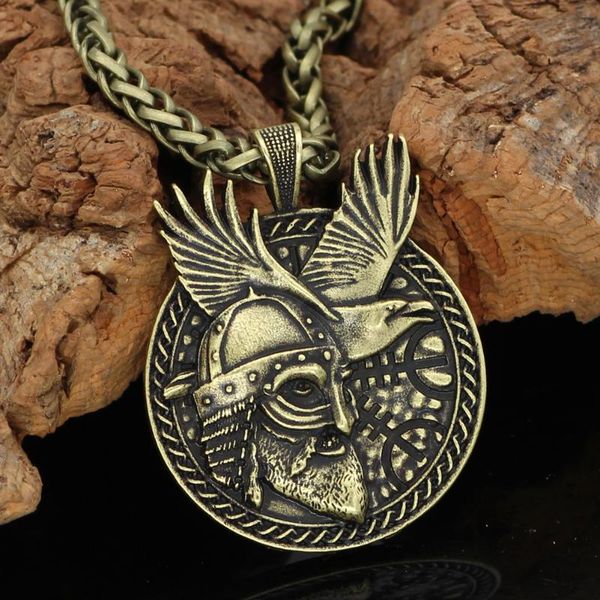 

norse viking odin huginn and muninn amulet pendant necklace jewelry necklaces, Silver