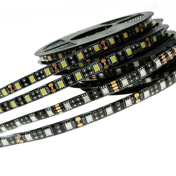 

strip black pcb dc12v flexible led light 60 led/m 5m/lot rgb strip.5m/lot strips