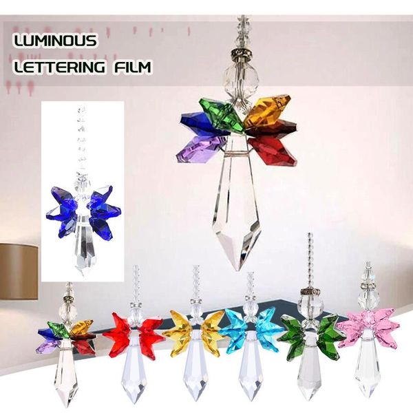 

decorative objects & figurines 7pcs modern rainbow crystal angel chakra suncatcher car charm pendant wall window door wind bell hanging orna