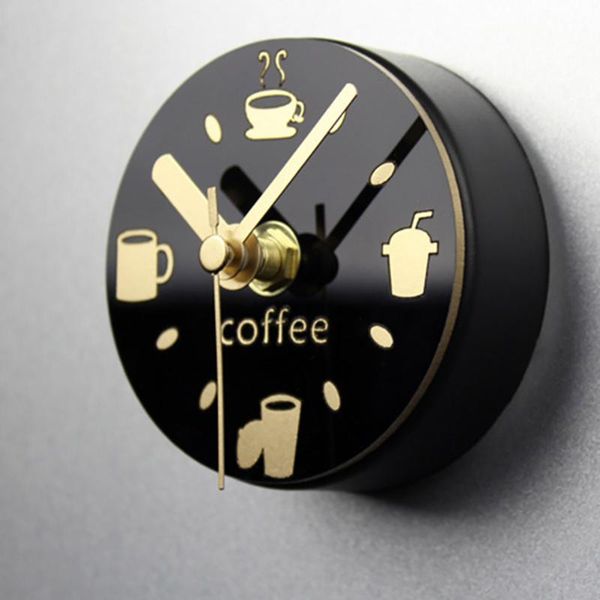 

wall clocks portable magnet clock refrigerator sticker coffee pattern decorative