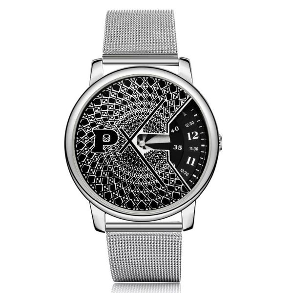 

wristwatches paidu fashion turntable watches steel mesh sport watch men luxury silver quartz clock hour reloj hombre, Slivery;brown