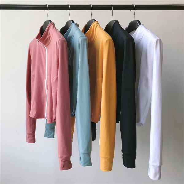 

yoga outfit women sport jacket long sleeve zip fitness shirt workout gym activewear running coats training clothes