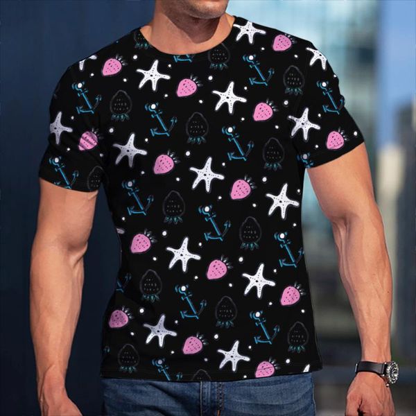 

men's t-shirts 3d print man t-shirt floral summer fashion short sleeves harajuku breathable casual all-match, White;black