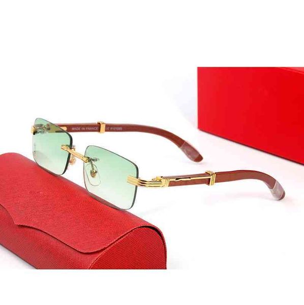 

2022 factory wholesale pawes nieuwe mannen randloze bril frame houten frameloze vierkante zonnebril optische bijziendheid clear frames, White;black