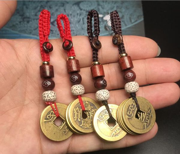 

wholesale real copper coins amulet key chain pendant keychain, Slivery;golden