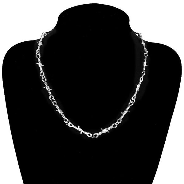 

chokers fashion punk rap street hip-hop jewelry necklace thorns choker short chain aesthetic men women ornaments accessories, Golden;silver