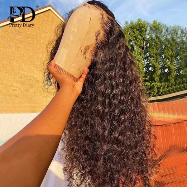 

pretty diary 180 density straight t part lace front human hair wigs pre plucked baby brazilian wig black women1, Black;brown
