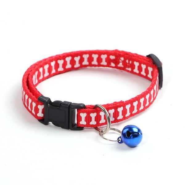 

cat collars & leads 1pcs adjustable nylon pet dog with bell bone pattern charm necklace for little dogs supplies