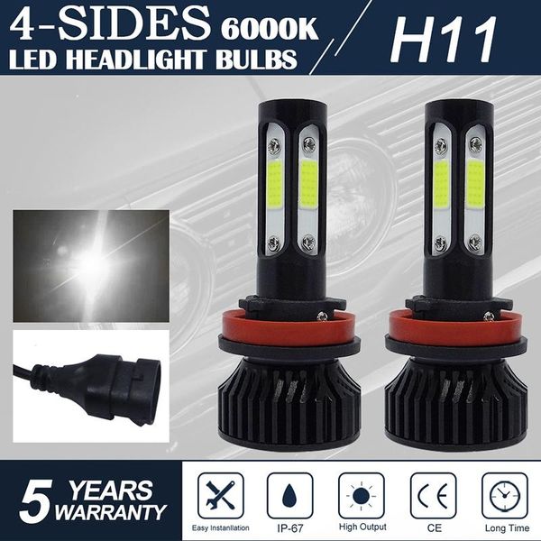 

car headlights 2pcs auto led headlight 6000k 14000lm h7 h11 h8 h9 9005 9006 bulb fog light 12v