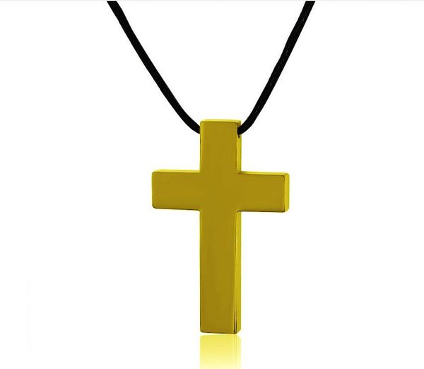 

pendant necklaces fashion women men punk male jesus cross color gold black plated titanium steel simple necklace jewelry, Silver